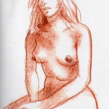 Drawing titled "pensive..." by Claude Hardenne, Original Artwork