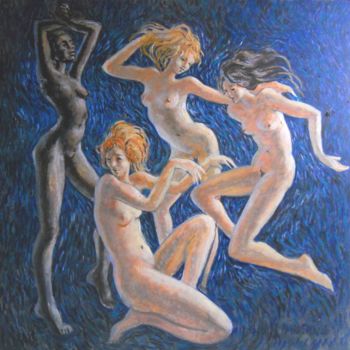 Ζωγραφική με τίτλο ""La danse des femme…" από Claude Hardenne, Αυθεντικά έργα τέχνης