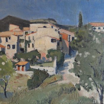 Peinture intitulée ""Village espagnol (…" par Claude Hardenne, Œuvre d'art originale