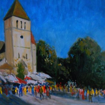 Painting titled "Marché à Rochefort" by Claude Hardenne, Original Artwork