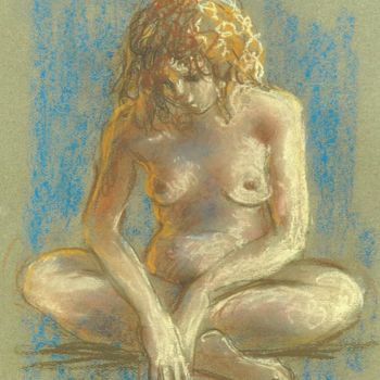 Drawing titled "Pensive" by Claude Hardenne, Original Artwork