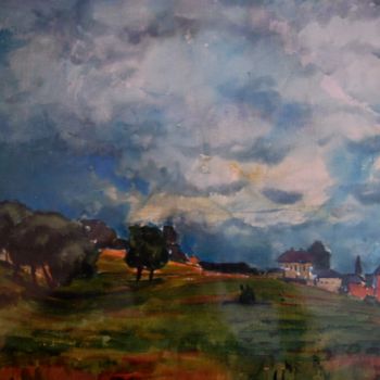 Painting titled "L'orage menace..." by Claude Hardenne, Original Artwork