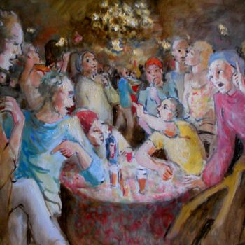 Painting titled "cabaret de marins" by Claude Hardenne, Original Artwork