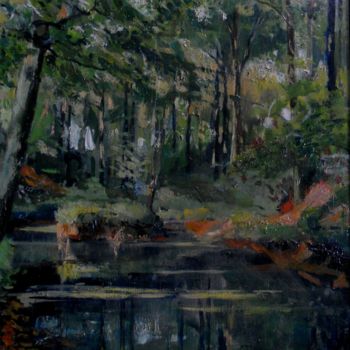 Painting titled "sous-bois" by Claude Hardenne, Original Artwork