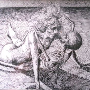 Pintura intitulada "L'amour - la mort" por Claude Hardenne, Obras de arte originais