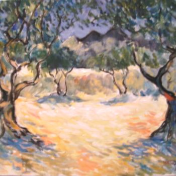 Pintura titulada "oliviers à Saint-Ré…" por Claude Hardenne, Obra de arte original