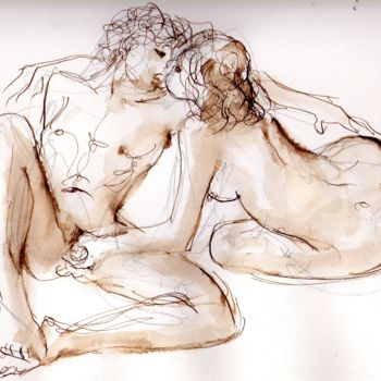 Drawing titled "couple" by Claude Hardenne, Original Artwork