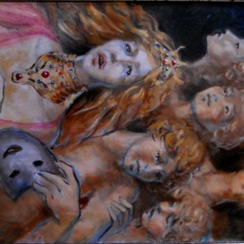Peinture intitulée "La Reine démasquée" par Claude Hardenne, Œuvre d'art originale