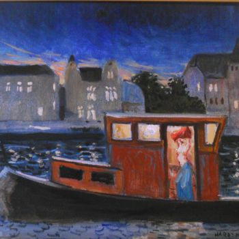 Schilderij getiteld "la femme du marinier" door Claude Hardenne, Origineel Kunstwerk