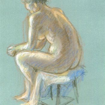 Drawing titled "Pensive" by Claude Hardenne, Original Artwork