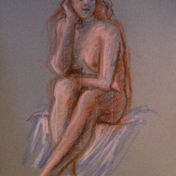 Drawing titled "Nu assis" by Claude Hardenne, Original Artwork