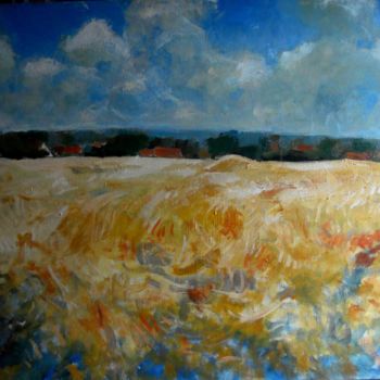 Peinture intitulée "champ de blé" par Claude Hardenne, Œuvre d'art originale