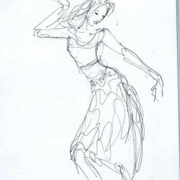 Drawing titled "Danseuse orientale" by Claude Hardenne, Original Artwork