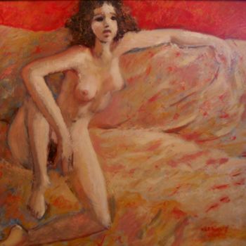 Painting titled "Nu au divan" by Claude Hardenne, Original Artwork