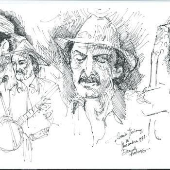 Drawing titled "Derroll Adams, banj…" by Claude Hardenne, Original Artwork, Marker