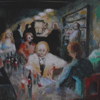 Painting titled "café de nuit" by Claude Hardenne, Original Artwork
