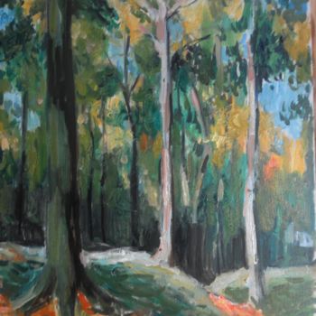 Painting titled "Sous-bois" by Claude Hardenne, Original Artwork