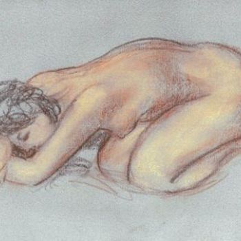 Drawing titled "etude de nu" by Claude Hardenne, Original Artwork