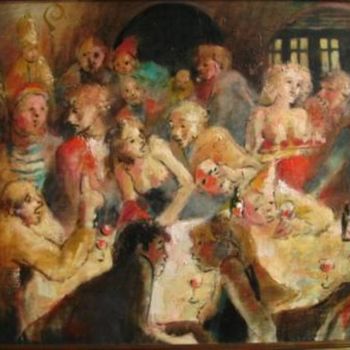 Painting titled ""La fête chez Marce…" by Claude Hardenne, Original Artwork