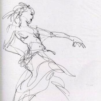 Drawing titled "Mouvement de danse" by Claude Hardenne, Original Artwork