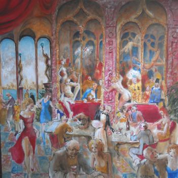 Pittura intitolato "le grand café" da Claude Hardenne, Opera d'arte originale