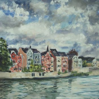 Pintura titulada "quai de Meuse à Jam…" por Claude Hardenne, Obra de arte original