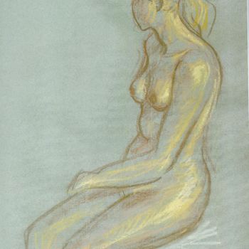 Dessin intitulée "Modèle au repos" par Claude Hardenne, Œuvre d'art originale