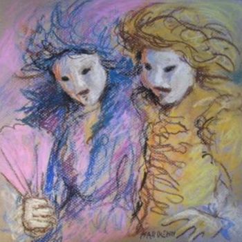 Painting titled "Deux masques" by Claude Hardenne, Original Artwork