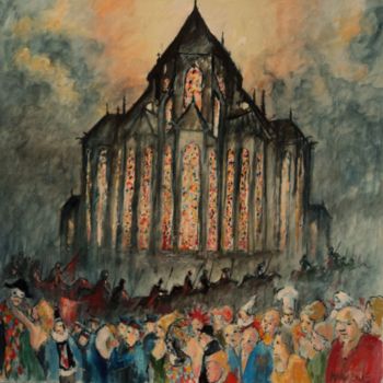 Painting titled "La cathédrale" by Claude Hardenne, Original Artwork