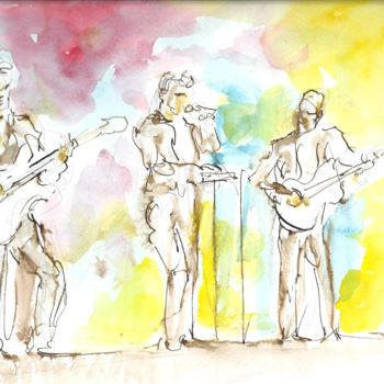 Drawing titled "MUSICIENS" by Claude Hardenne, Original Artwork