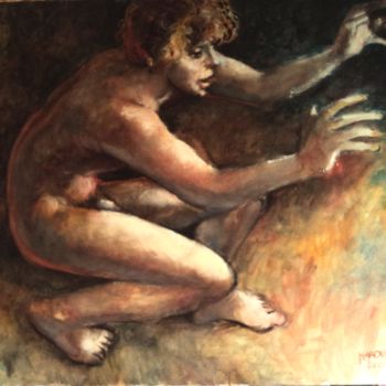 Painting titled "voleur de feu!" by Claude Hardenne, Original Artwork