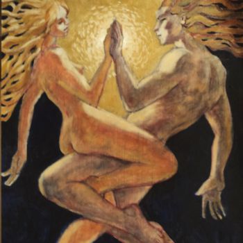 Pintura titulada "Couple solaire" por Claude Hardenne, Obra de arte original