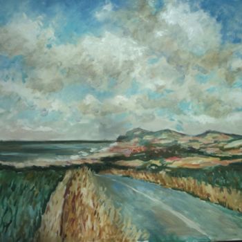 Painting titled "la route vers Wissa…" by Claude Hardenne, Original Artwork, Oil