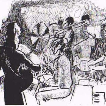 Drawing titled "jazz" by Claude Hardenne, Original Artwork, Ink
