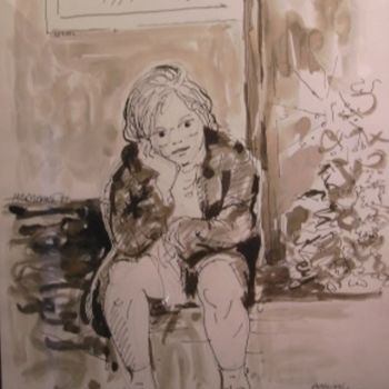 Drawing titled "Adeline" by Claude Hardenne, Original Artwork