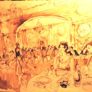 Drawing titled "un tournage ( the h…" by Claude Hardenne, Original Artwork
