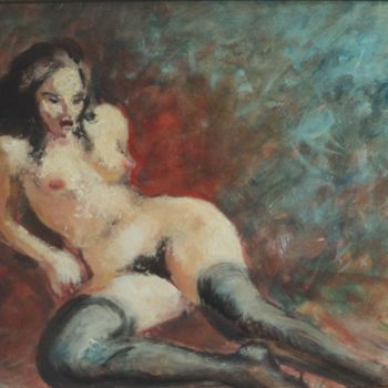 Painting titled "Les bas noirs" by Claude Hardenne, Original Artwork