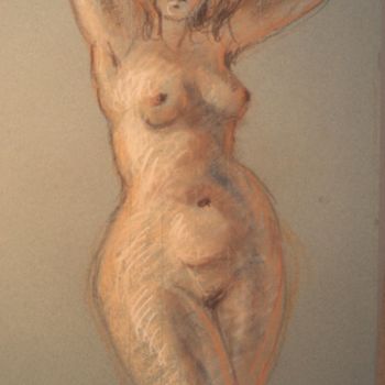 Drawing titled "Etude de nu" by Claude Hardenne, Original Artwork, Pastel