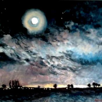 Painting titled "Clair de lune" by Claude Hardenne, Original Artwork