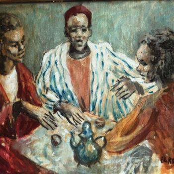 Painting titled "Trois Africains" by Claude Hardenne, Original Artwork