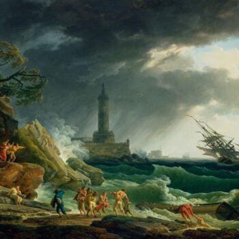 Pintura titulada "Une tempête sur une…" por Claude-Joseph Vernet, Obra de arte original, Oleo