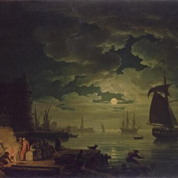 Pittura intitolato "Entrée du port de P…" da Claude-Joseph Vernet, Opera d'arte originale, Olio