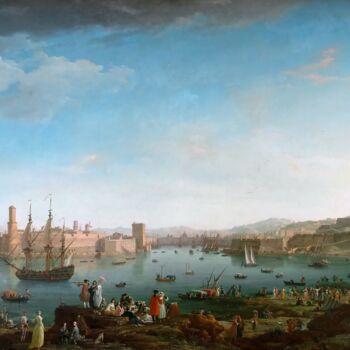 Pittura intitolato "L'Entrée du port de…" da Claude-Joseph Vernet, Opera d'arte originale, Olio