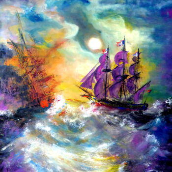 Painting titled "Hermione combattant…" by Claude Julia (CJULIA), Original Artwork, Oil