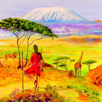 Pintura intitulada "Out of Africa" por Claude Julia (CJULIA), Obras de arte originais