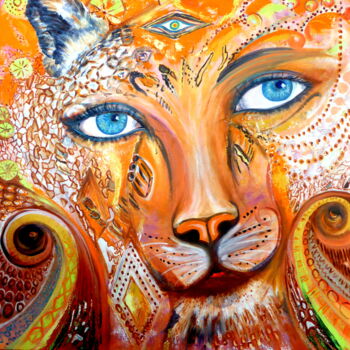 Картина под названием "CATS" - Claude Julia (CJULIA), Подлинное произведение искусства, Масло