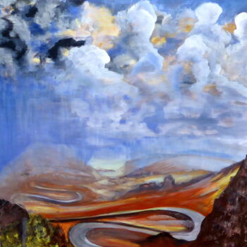 Peinture intitulée "Orage sur le Larzac" par Claude Julia (CJULIA), Œuvre d'art originale, Huile