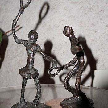 Sculpture intitulée "Couple de tennismen" par Claude Kuster, Œuvre d'art originale, Métaux