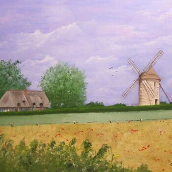 Peinture intitulée "le moulin d'hauvill…" par Claude Lacointe, Œuvre d'art originale, Acrylique