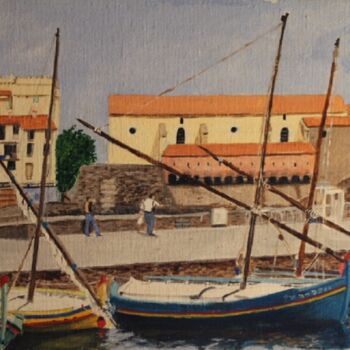 Painting titled "collioure(le port)" by Claude Lacointe, Original Artwork, Acrylic
